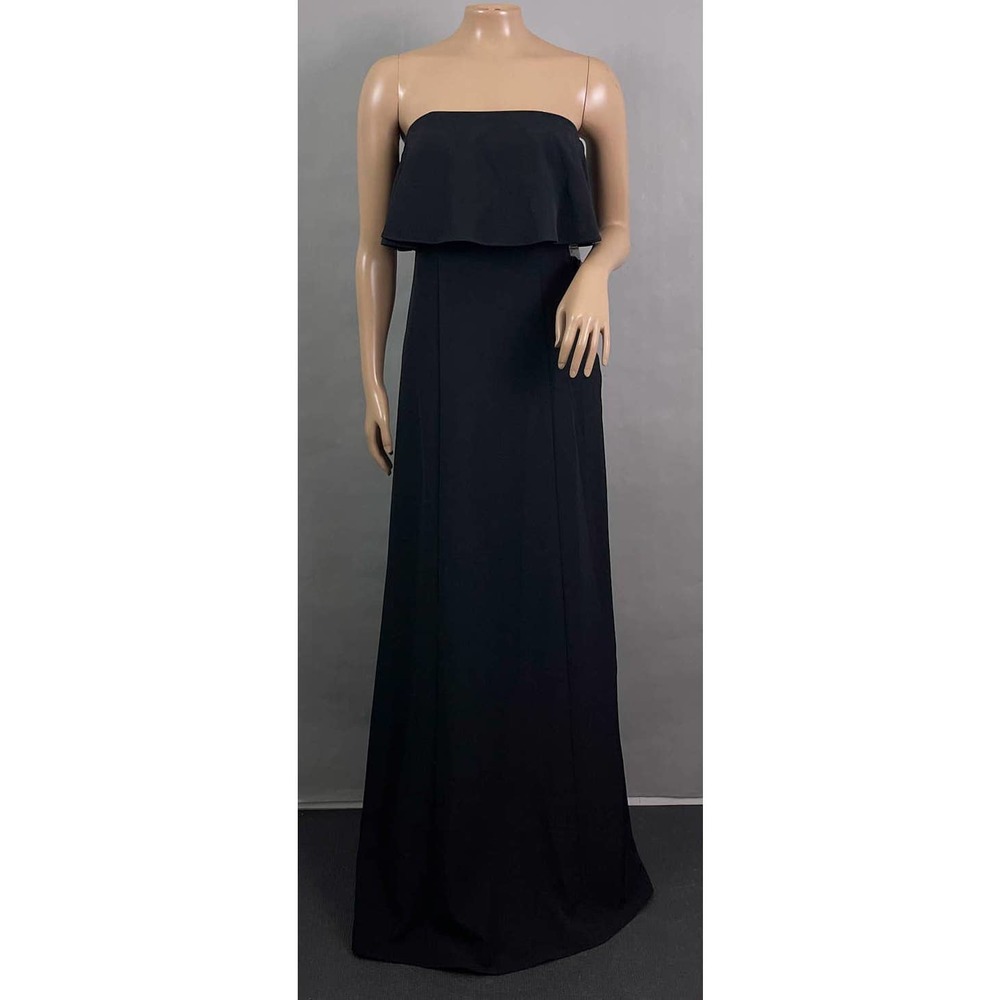 Show Me Your MuMu Dress Women XS Monaco Ruffle Gown Black Stretch Crepe NWT